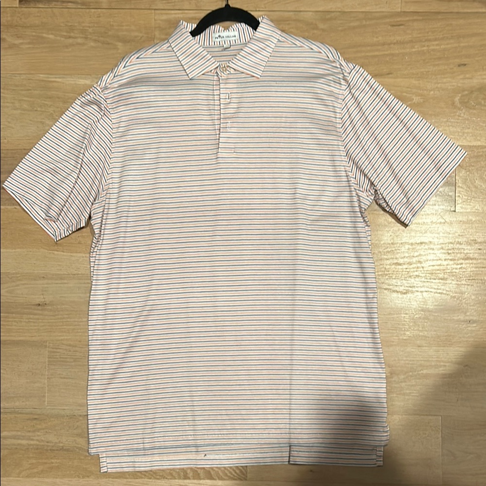 Peter Millar orange, White and Blue Polo Shirt